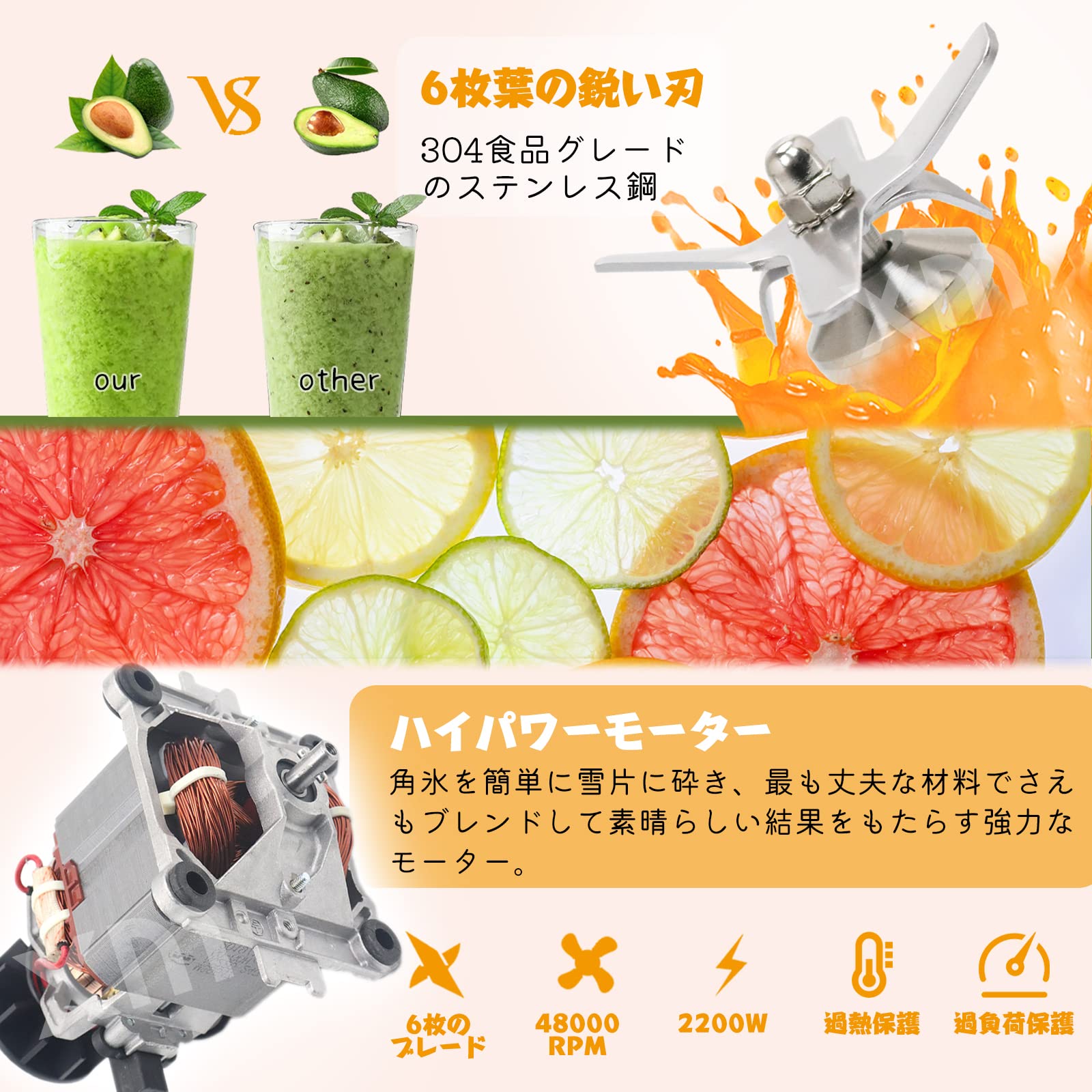 Amazon | ミキサー 多機能 2L 大容量 ブレンダー スムージー ミックス